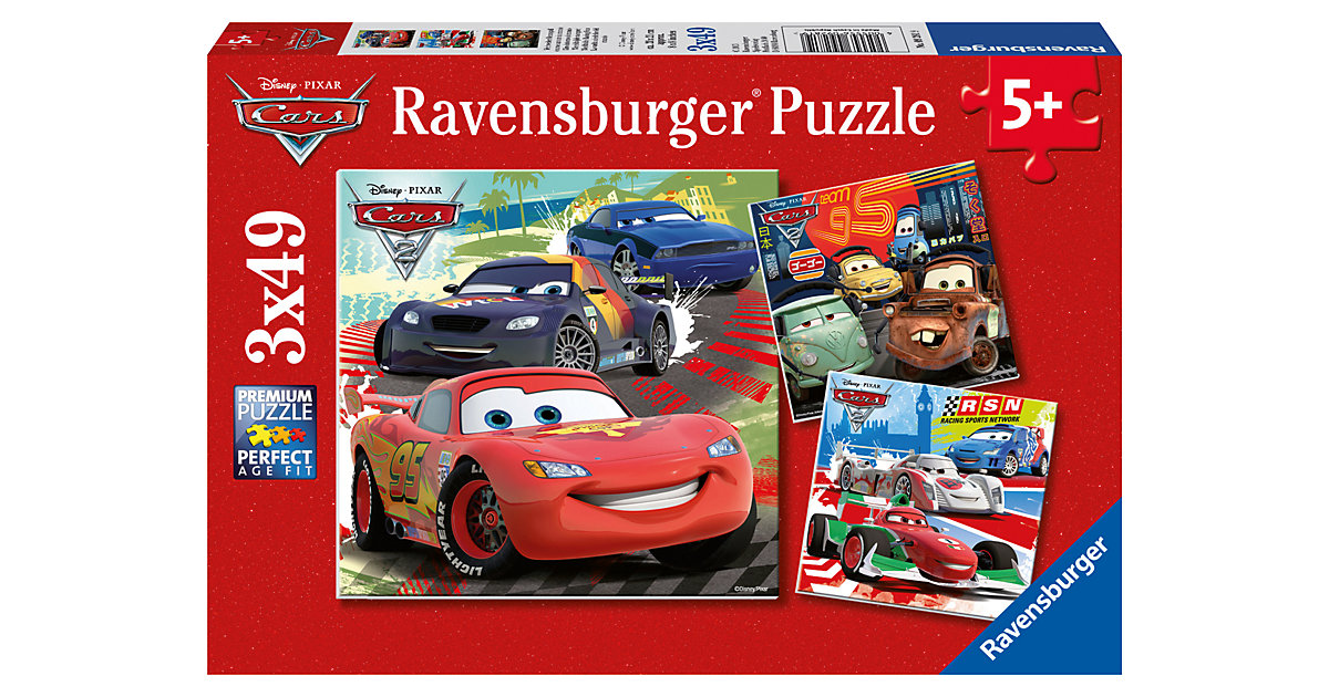 3er Set Puzzle, je 49 Teile, 21x21 cm, Disney Cars: Weltweiter Rennspaß 3er Set Puzzle, je 49 Teile, 21x21 cm, Disney Cars: Weltweiter Rennspaß von Ravensburger