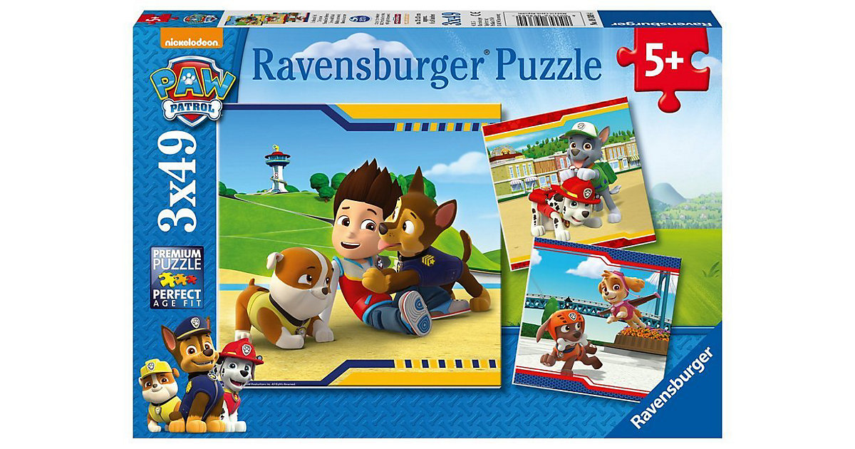 3er Set Puzzle, je 49 Teile, 21x21 cm, PAW Patrol: Helden mit Fell 3er Set Puzzle, je 49 Teile, 21x21 cm, PAW Patrol: Helden mit Fell von Ravensburger