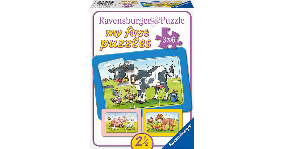3er Set Puzzle, je 6 Teile, 21x15 cm, mit Rahmen, Gute Tierfreunde 3er Set Puzzle, je 6 Teile, 21x15 cm, mit Rahmen, Gute Tierfreunde von Ravensburger