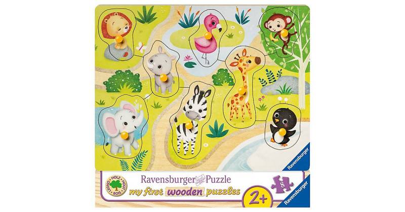 Holz-Puzzle, 8 Teile, 24x18 cm, Unterwegs im Zoo von Ravensburger