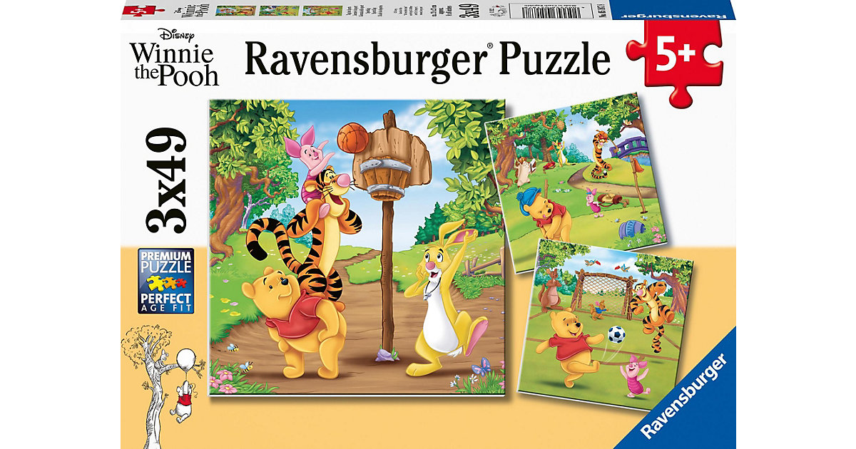 Kinderpuzzle 05187 - Tag des Sports - 3x49 Teile Disney Puzzle von Ravensburger
