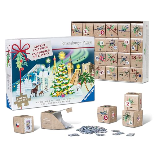 Ravensburger Puzzle-Adventskalender 12004246 24 Weihnachts-Puzzles mit je 54 Teilen, alle 24 Motive können nach Belieben aneinander gepuzzelt Werden, für Erwachsene und Kinder ab 12 Jahren von Ravensburger