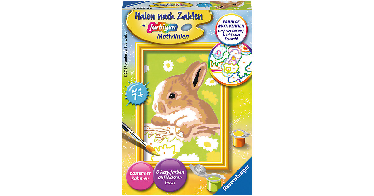 Malen nach Zahlen, 8,5x12 cm, mit farbigen Motivlinien, Häschen Flecki Malen nach Zahlen, 8,5x12 cm, mit farbigen Motivlinien, Häschen Flecki von Ravensburger