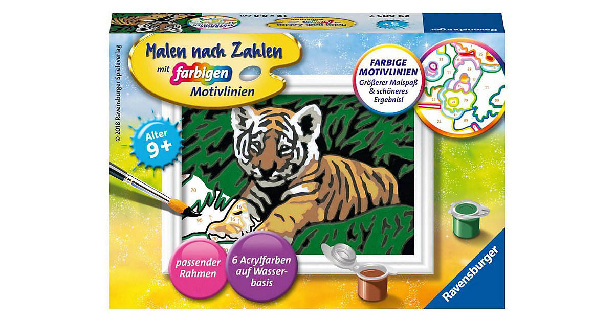 Malen nach Zahlen, 8,5x12 cm, mit farbigen Motivlinien, Süßer Tiger Malen nach Zahlen, 8,5x12 cm, mit farbigen Motivlinien, Süßer Tiger von Ravensburger