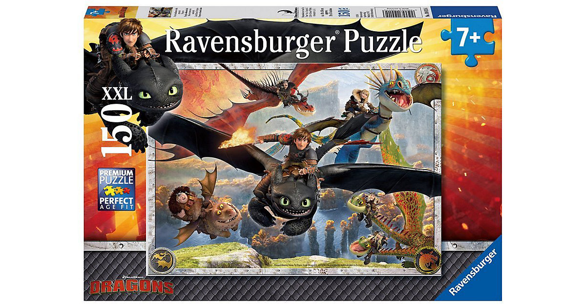 Puzzle, 150 Teile XXL, 49x36 cm, Dragons: Drachenzähmen leicht gemacht von Ravensburger