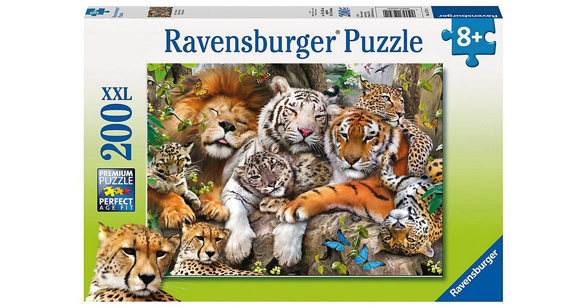 Puzzle, 200 Teile XXL, 49x36 cm, Schmusende Raubkatze von Ravensburger