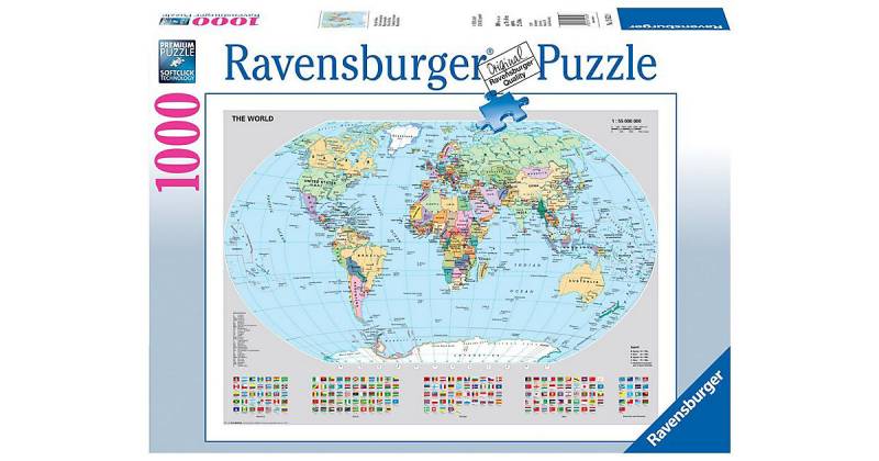 Puzzle 1000 Teile, 70x50 cm, Basic- Politische Weltkarte von Ravensburger