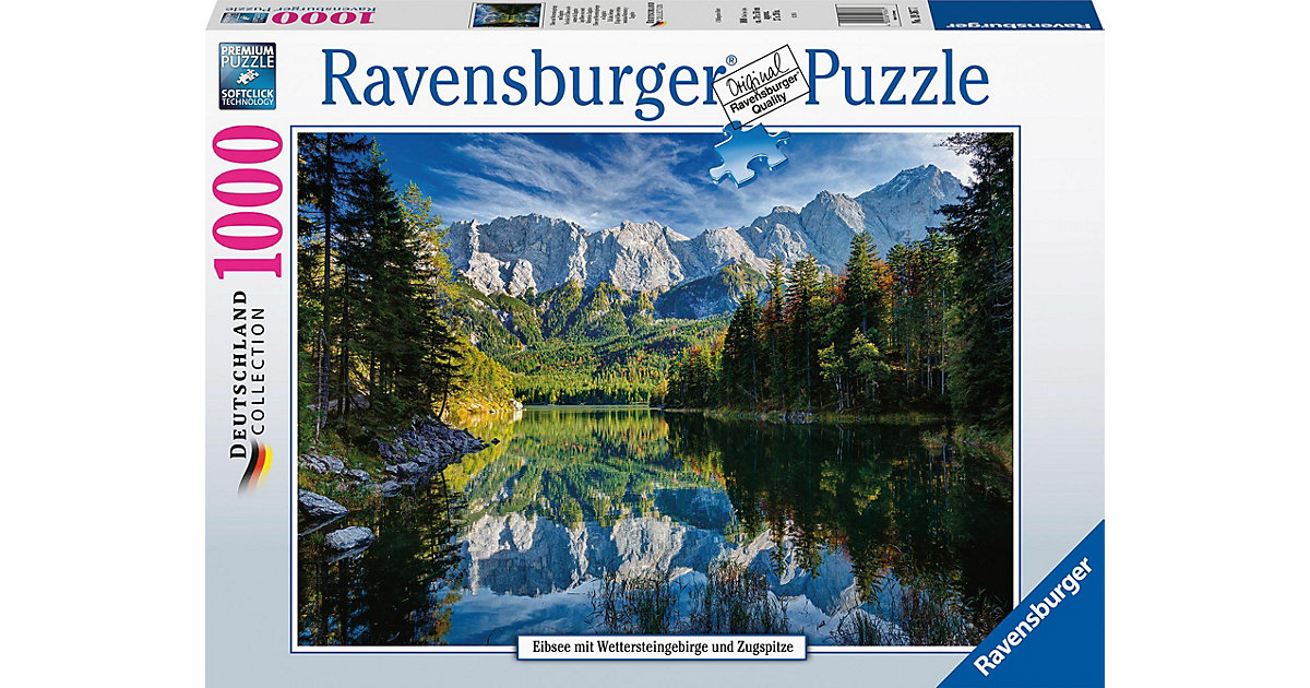 Puzzle 1000 Teile, 70x50 cm, Eibsee mit Wettersteingebirge und Zugspitze von Ravensburger