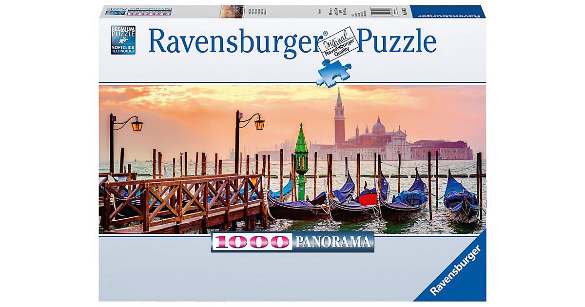 Puzzle 1000 Teile, 98x37 cm, Panorama, Gondeln in Venedig von Ravensburger