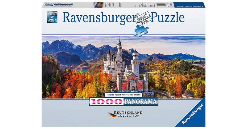 Puzzle 1000 Teile, 98x37 cm, Panorama, Schloss Neuschwanstein in Bayern von Ravensburger