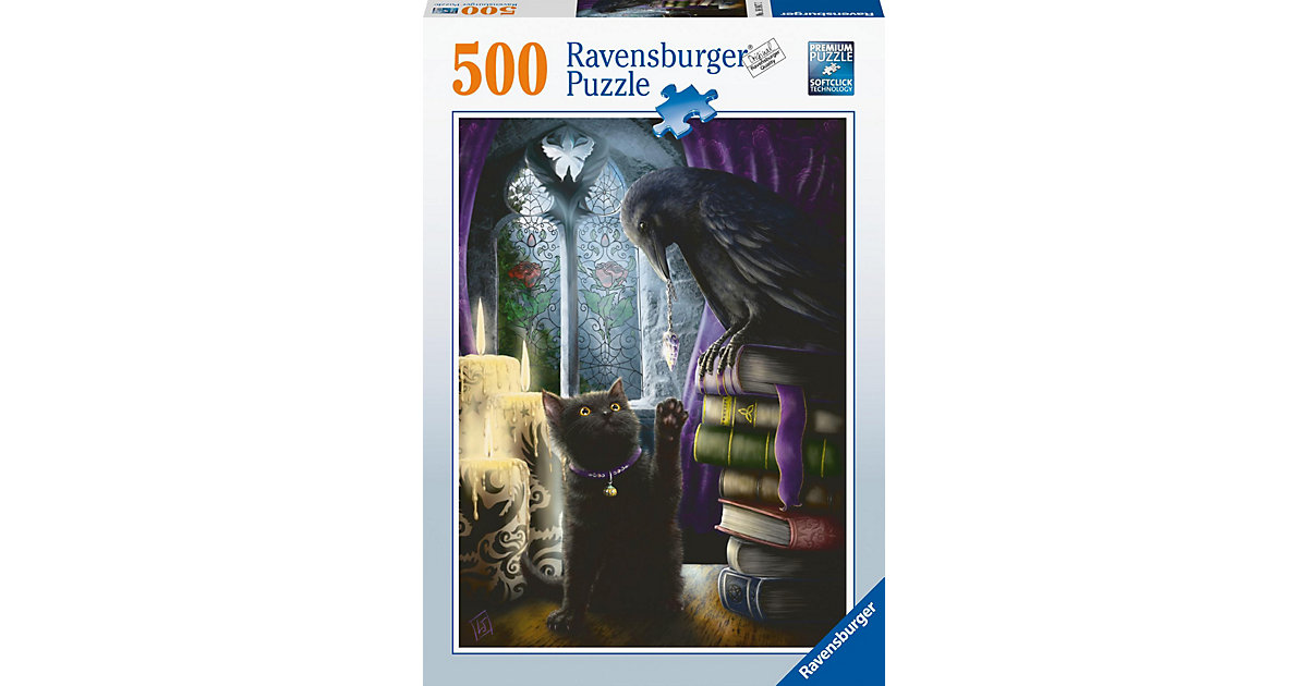 Puzzle 16987 Rabe und Katze im Turmzimmer 500 Teile Puzzle von Ravensburger