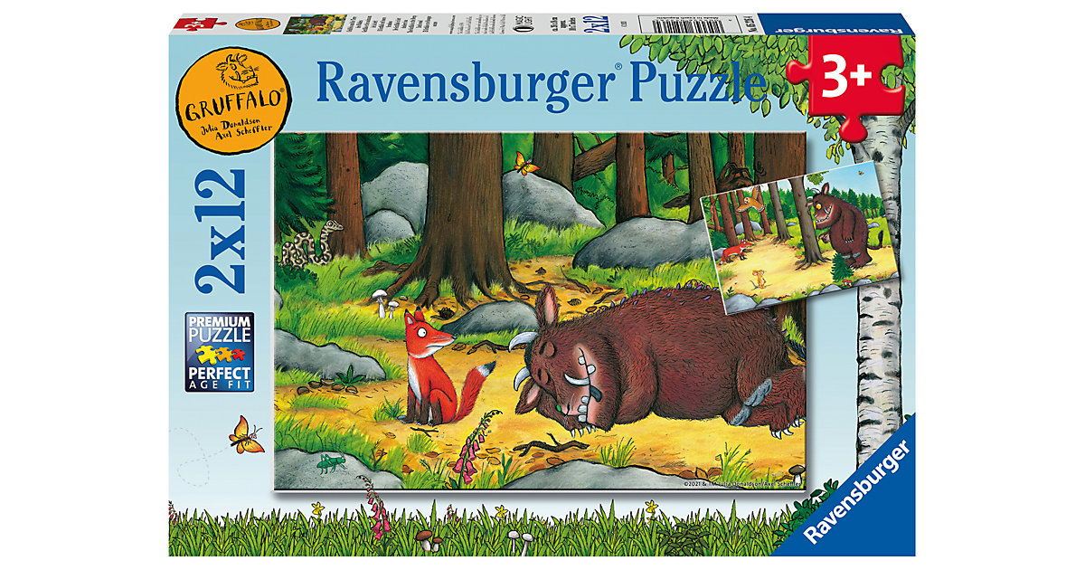 Puzzle 2 x 12 Teile Grüffelo und die Tiere des Waldes von Ravensburger