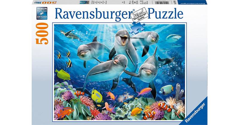Puzzle 500 Teile, 49x36 cm, Delfine im Korallenriff von Ravensburger