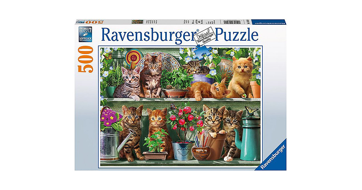 Puzzle 500 Teile, 49x36 cm, Katzen im Regal von Ravensburger