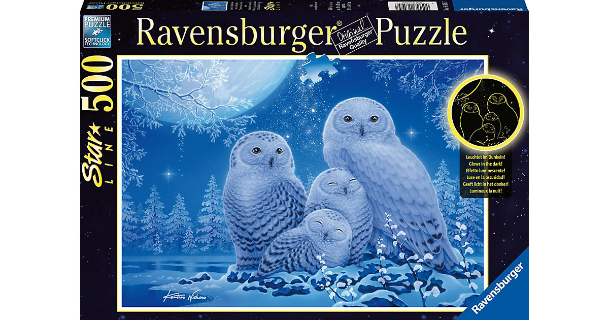 Puzzle Eulen im Mondschein, 500 Teile von Ravensburger