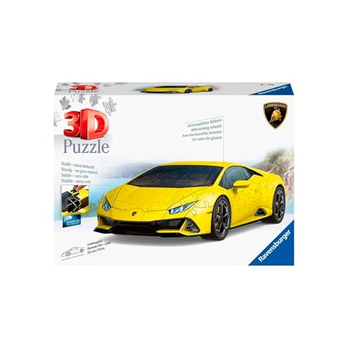 Ravensburger - 3D-Puzzle Fahrzeuge – Lamborghini Huracan Evo, gelbe Edition mit Bausteinen – ab 8 Jahren – 108 nummerierte Teile zum Zusammenbauen ohne Klebstoff – inklusive Zubehör – 11562 von Ravensburger