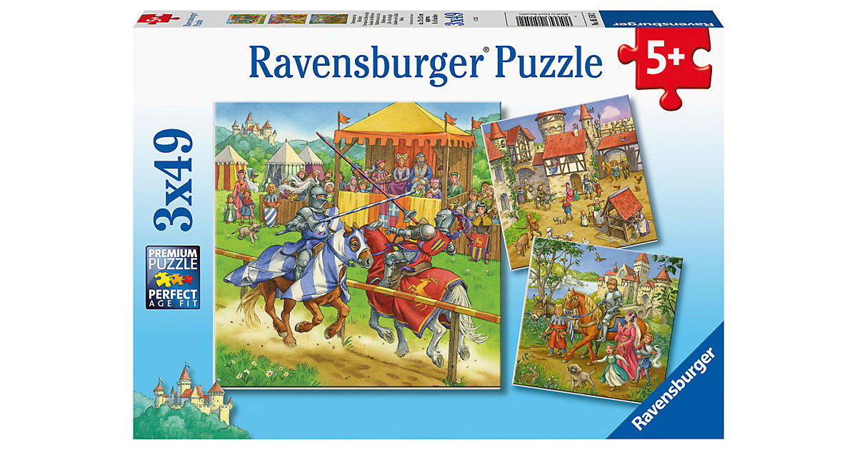 Puzzle Ritterturnier im Mittelalter, 3 x 49 Teile Puzzle Ritterturnier im Mittelalter, 3 x 49 Teile von Ravensburger