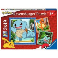 RAVENSBURGER 05586 Kinderpuzzle Pokémon Glumanda, Bisasam und Schiggy 3 x 49 Teile von Ravensburger