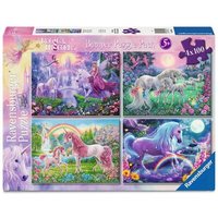 RAVENSBURGER 05654 Kinderpuzzle 4x100 Teile Magische Einhörner von Ravensburger