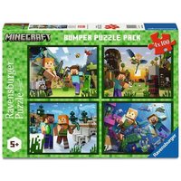 RAVENSBURGER 05716 Kinderpuzzle 4x100 Teile - Minecraft - Biome erforschen von Ravensburger