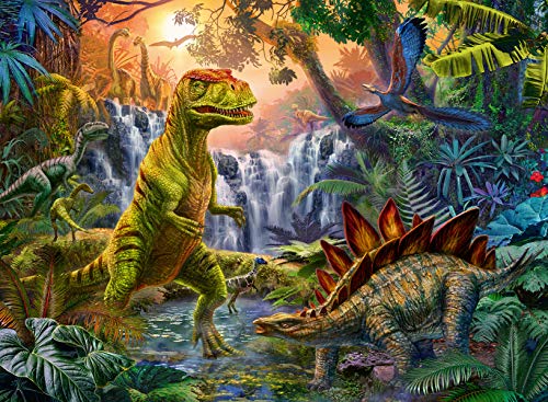 Ravensburger Puzzle für Kinder, 100 P, XXL, Die Oase der Dinosaurier, ab 6 Jahren, 12888 von Ravensburger