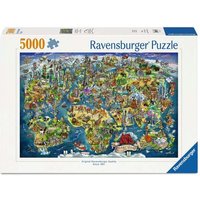 RAVENSBURGER 12001738 Erwachsenenpuzzle 5000 Teile - Weltkarte mit Sehenswürdigkeiten von Ravensburger