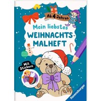 RAVENSBURGER 48897 Mein liebstes Weihnachtsmalheft mit Stickern von Ravensburger