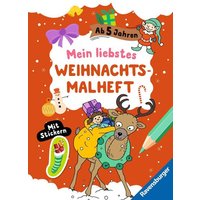 RAVENSBURGER 48898 Mein liebstes Weihnachtsmalheft mit Stickern von Ravensburger