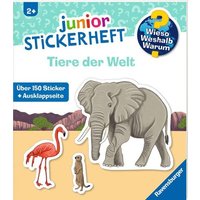 RAVENSBURGER 60111 Wieso? Weshalb? Warum? junior Stickerheft - Tiere der Welt von Ravensburger