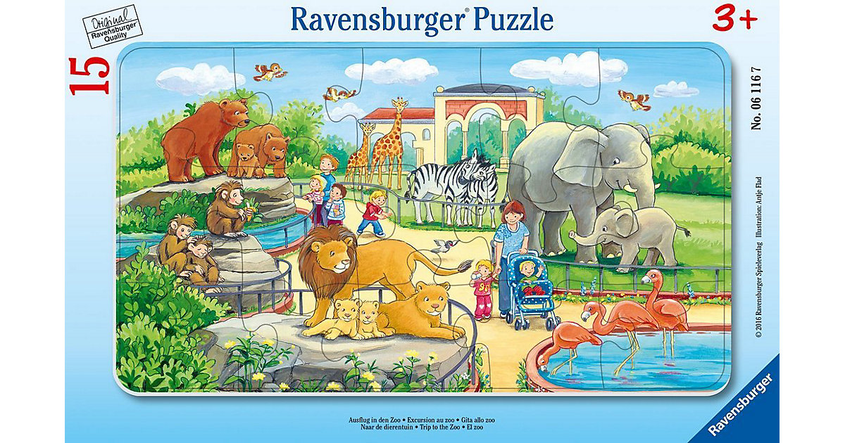 Rahmen-Puzzle, 15 Teile, 25x14,5 cm, Ausflug in den Zoo Rahmen-Puzzle, 15 Teile, 25x14,5 cm, Ausflug in den Zoo von Ravensburger