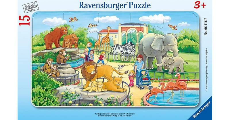 Rahmen-Puzzle, 15 Teile, 25x14,5 cm, Ausflug in den Zoo von Ravensburger
