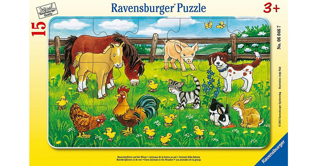 Rahmen-Puzzle, 15 Teile, 25x14,5 cm, Bauernhoftiere auf der Wiese von Lego