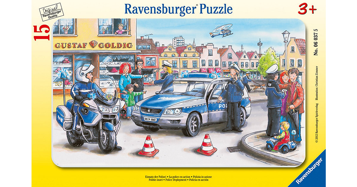 Rahmen-Puzzle, 15 Teile, 25x14,5 cm, Einsatz der Polizei Rahmen-Puzzle, 15 Teile, 25x14,5 cm, Einsatz der Polizei von Ravensburger