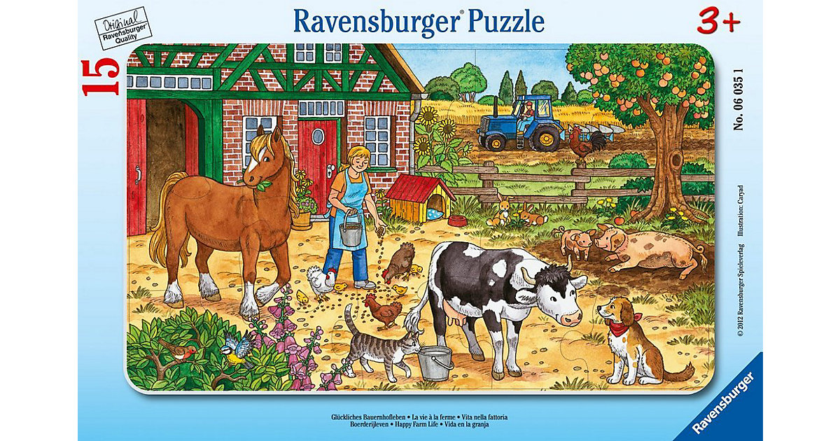 Rahmen-Puzzle, 15 Teile, 25x14,5 cm, Glückliches Bauernhofleben von Ravensburger