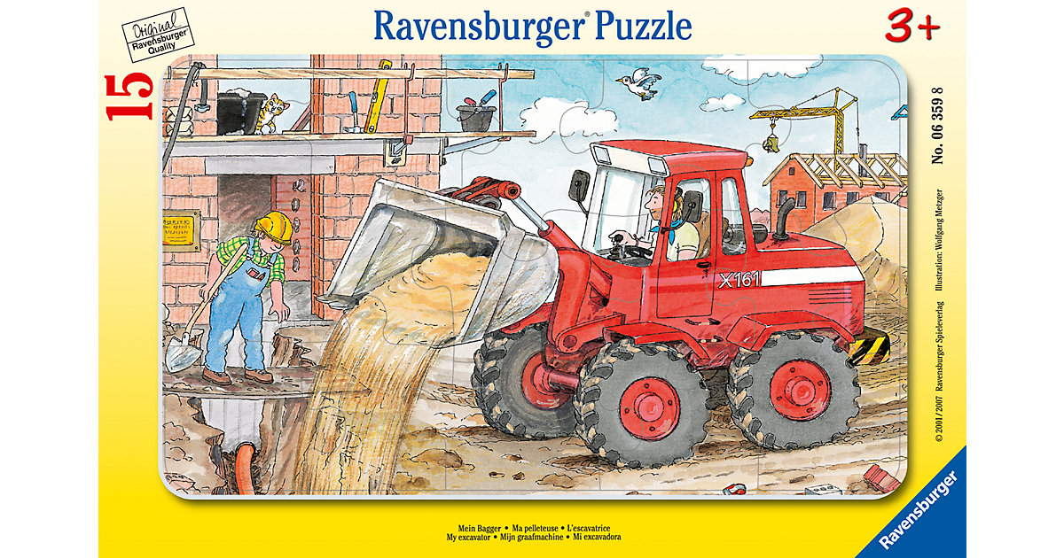 Rahmen-Puzzle, 15 Teile, 25x14,5 cm, Mein Bagger von Ravensburger
