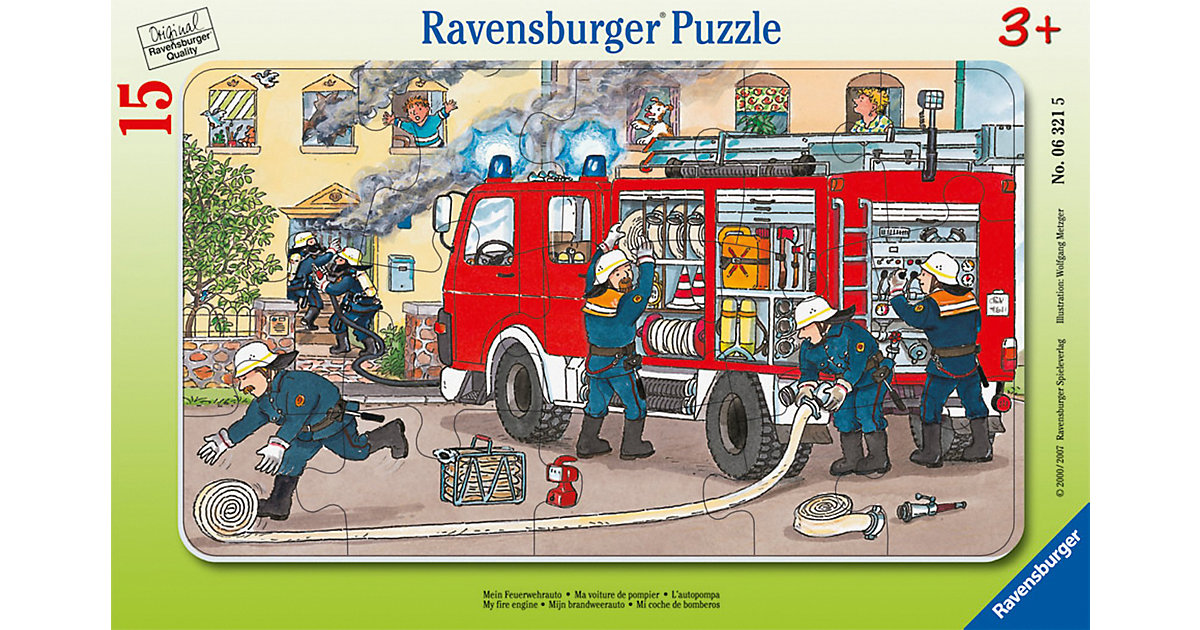 Rahmen-Puzzle, 15 Teile, 25x14,5 cm, Mein Feuerwehrauto von Ravensburger
