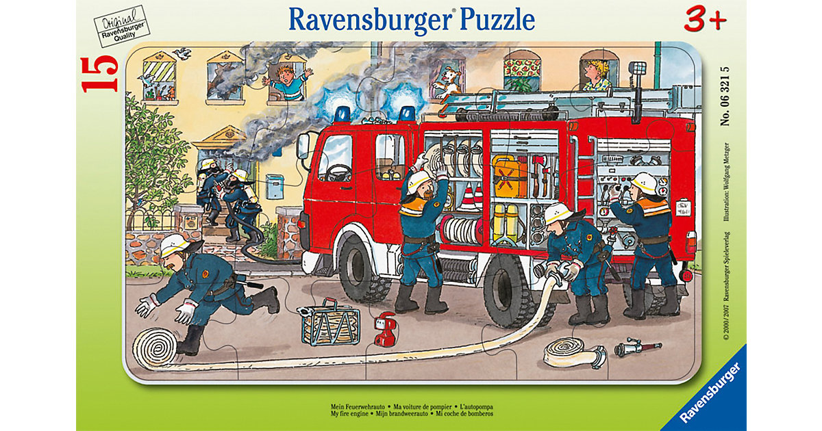 Rahmen-Puzzle, 15 Teile, 25x14,5 cm, Mein Feuerwehrauto Rahmen-Puzzle, 15 Teile, 25x14,5 cm, Mein Feuerwehrauto von Ravensburger