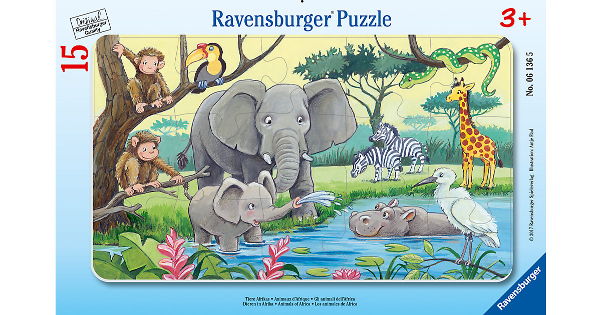 Rahmen-Puzzle, 15 Teile, 25x14,5 cm, Tiere Afrikas von Ravensburger