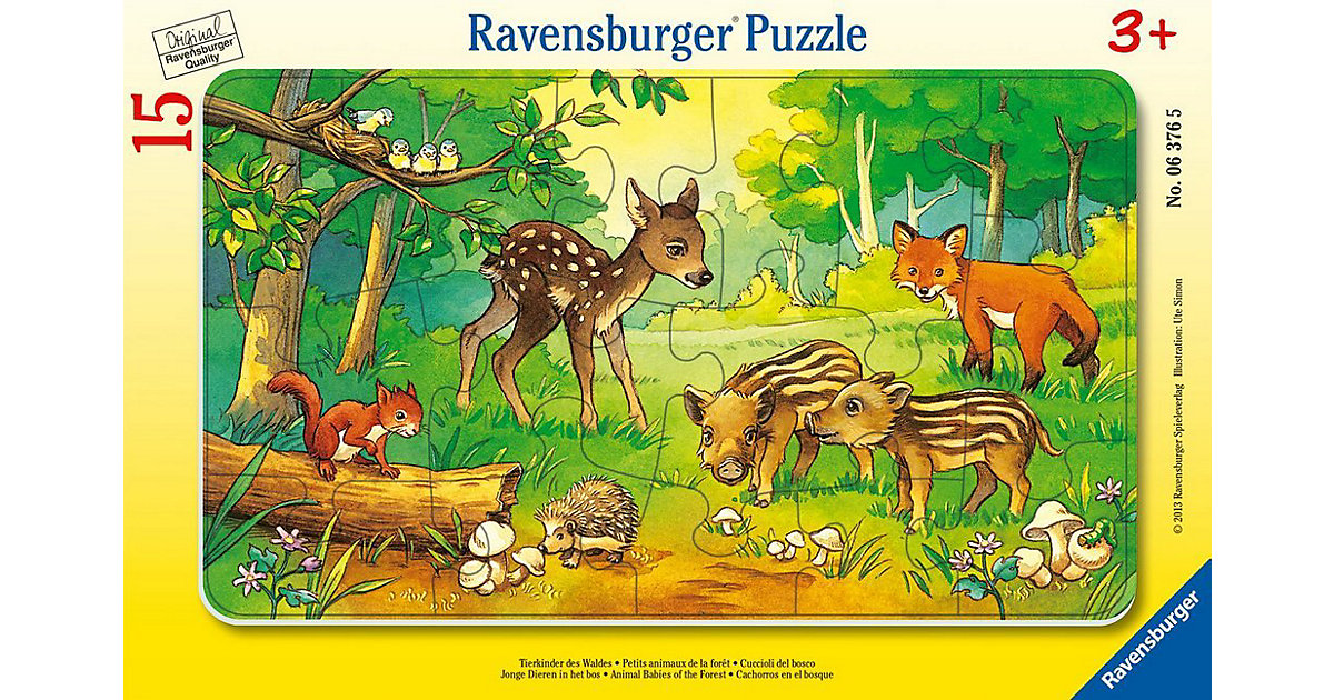Rahmen-Puzzle, 15 Teile, 25x14,5 cm, Tierkinder des Waldes von Ravensburger