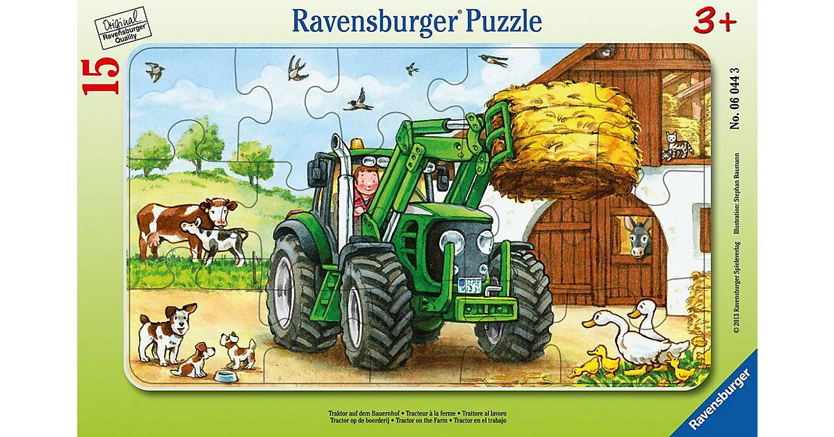Rahmen-Puzzle, 15 Teile, 25x14,5 cm, Traktor auf dem Bauernhof von Ravensburger