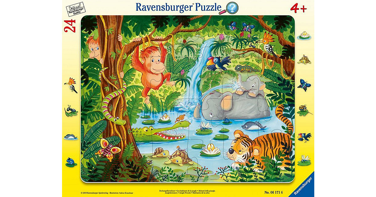 Rahmen-Puzzle, 24 Teile, 32,5x24,5 cm, mit Wimmel-Suchspiel, Dschungel von Ravensburger