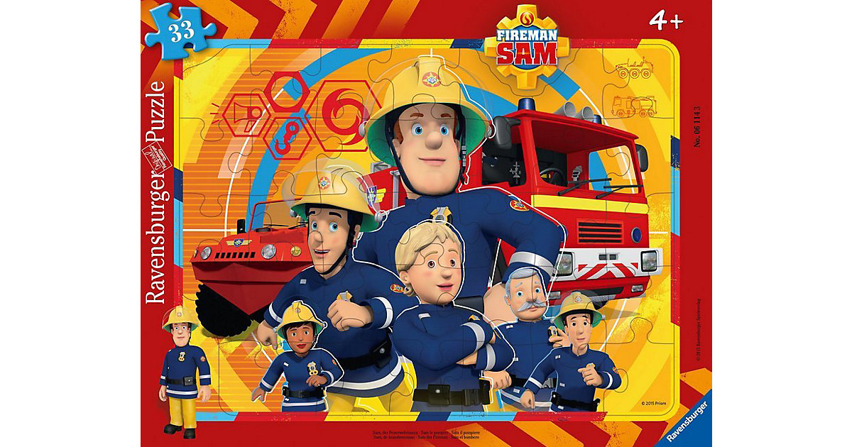 Rahmen-Puzzle, 33 Teile, 32,5x24,5 cm, Sam, der Feuerwehrmann Rahmen-Puzzle, 33 Teile, 32,5x24,5 cm, Sam, der Feuerwehrmann von Ravensburger