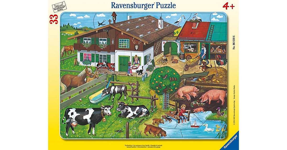 Rahmen-Puzzle, 33 Teile, 32,5x24,5 cm, Tierfamilien Rahmen-Puzzle, 33 Teile, 32,5x24,5 cm, Tierfamilien von Ravensburger