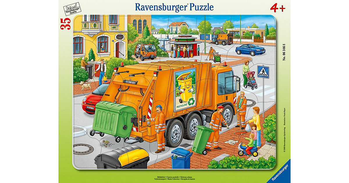 Rahmen-Puzzle, 35 Teile, 32,5x24,5 cm, Müllabfuhr Rahmen-Puzzle, 35 Teile, 32,5x24,5 cm, Müllabfuhr von Ravensburger