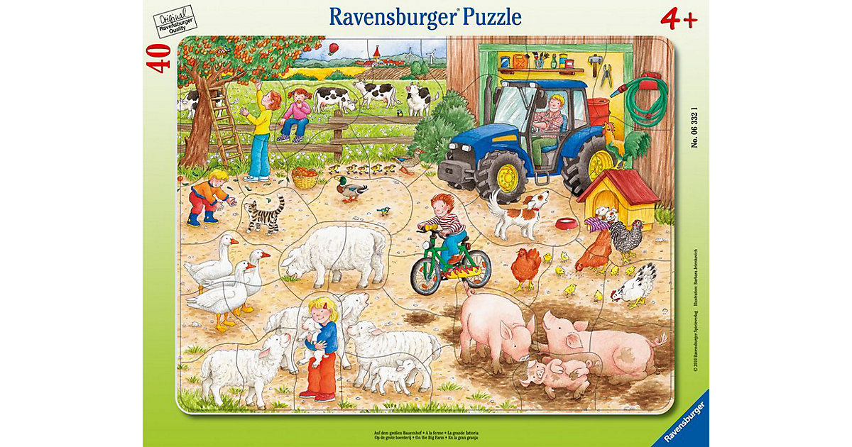 Rahmen-Puzzle, 40 Teile, 32,5x24,5 cm, Auf dem großen Bauernhof von Ravensburger