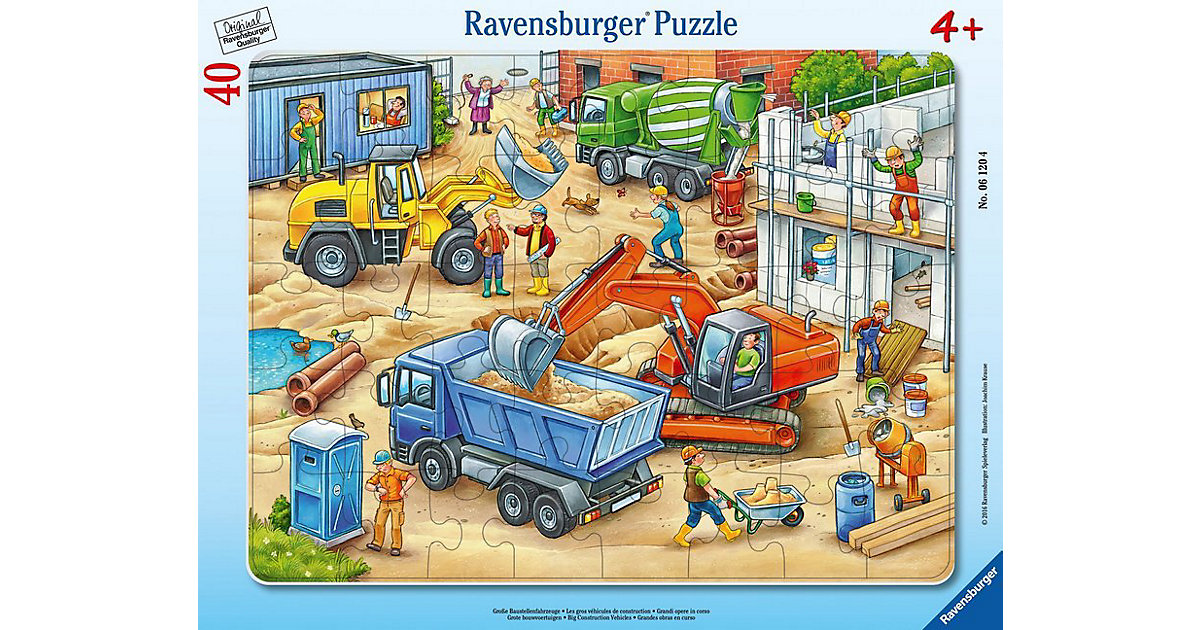 Rahmen-Puzzle, 40 Teile, 32,5x24,5 cm, Große Baustellenfahrzeuge Rahmen-Puzzle, 40 Teile, 32,5x24,5 cm, Große Baustellenfahrzeuge von Ravensburger