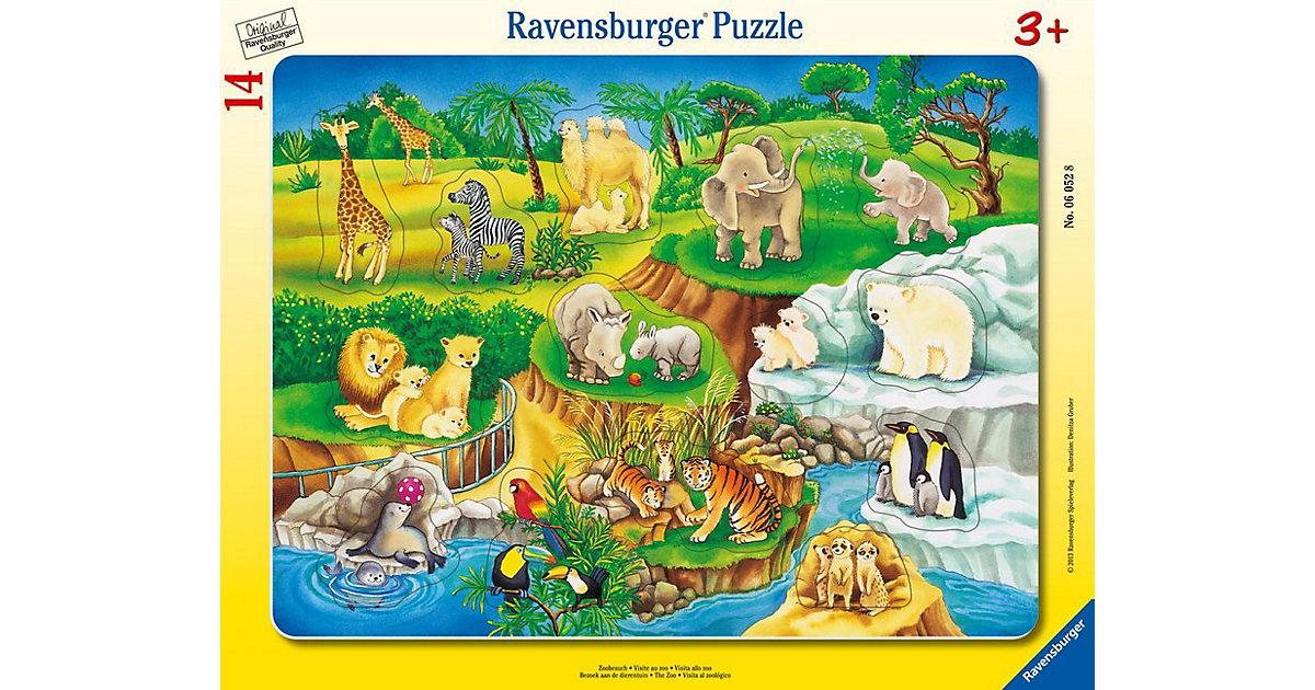 Rahmen-Puzzle mit Konturen, 14 Teile, 32,5x24,5 cm, Zoobesuch von Ravensburger