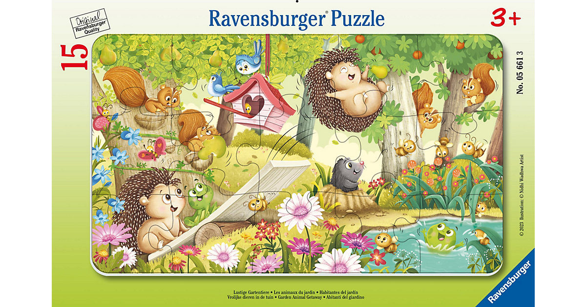 Rahmenpuzzle Lustige Gartentiere, 15 Teile von Ravensburger