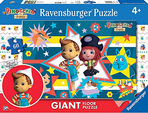 Ravensburger - Puzzle Pinocchio, Kollektion Giant Boden, Geschenkidee für Kinder ab 4 Jahren, pädagogisches und stimulierendes Spiel, 60 Riesenteile, 70 x 50 cm von Ravensburger