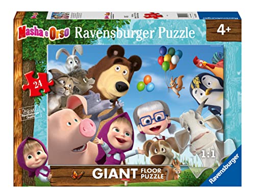 Ravensburger 03133 7 Masha e Orso, Mascha und der Bär, 24 Teile Riesen Bodenpuzzle, Puzzle für Kinder, Empfohlenes Alter 3+, Mehrfarbig von Ravensburger